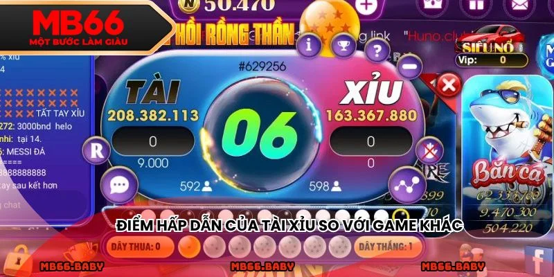 Điểm hấp dẫn của tài xỉu so với game khác